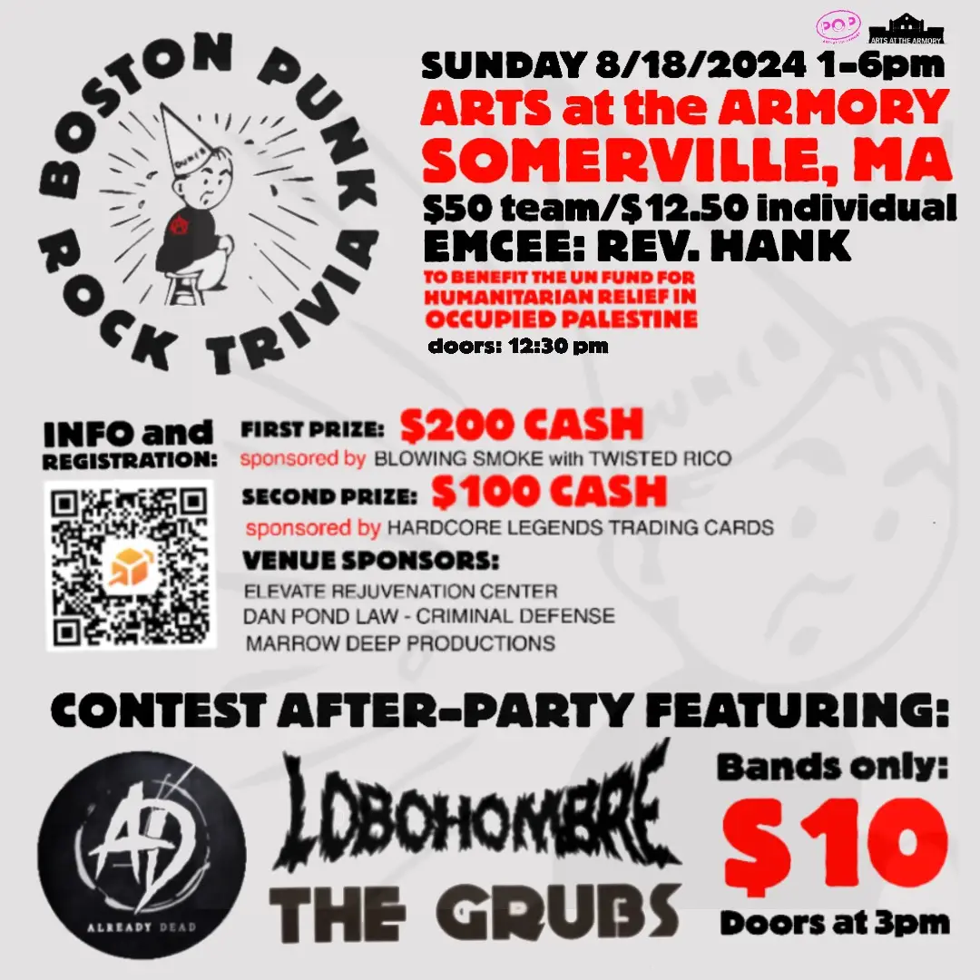 Boston Punk Rock Trivia August 8 2024 Arts at the Armory
